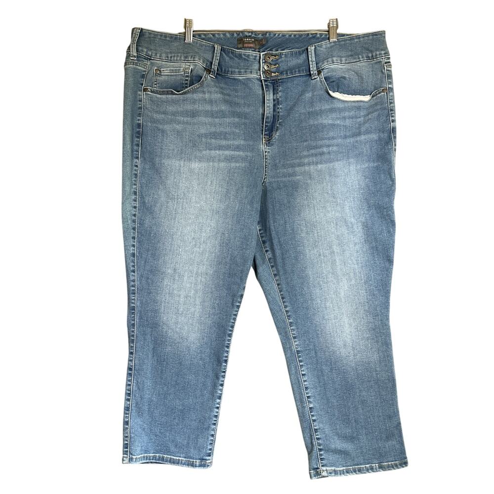 Torrid Jeans Women 26 Blue Crop Jegging 23" Inseam Super Soft Stretch Denim Fade